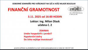 Pozvánka na odborný seminář pro veřejnost – Finanční gramotnost