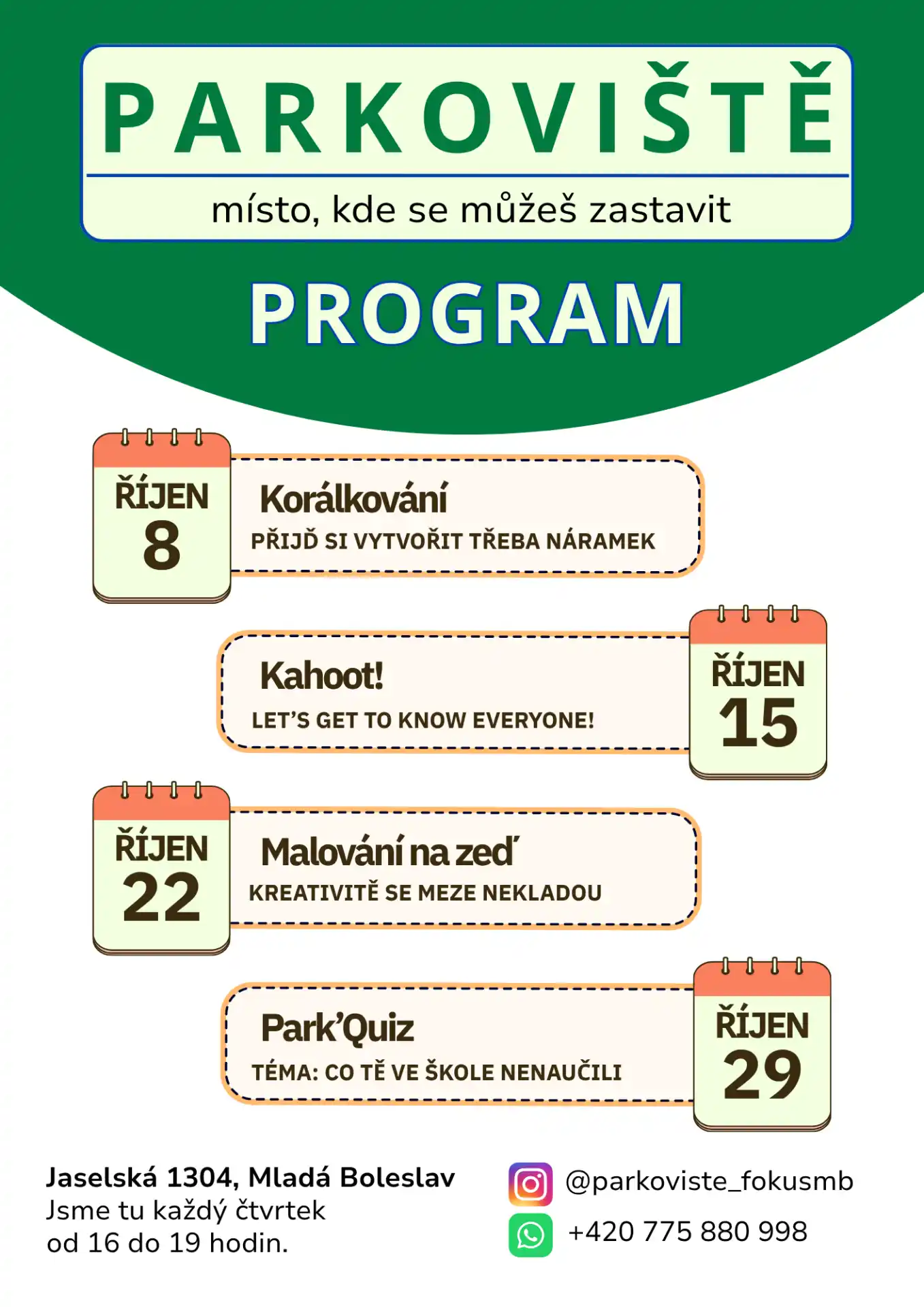 Program Parkoviště - říjen